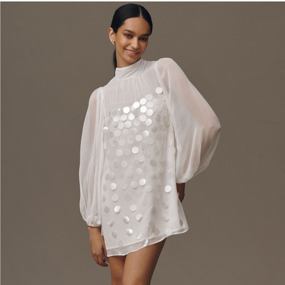 BHLDN High Neck Sequin Mini Dress